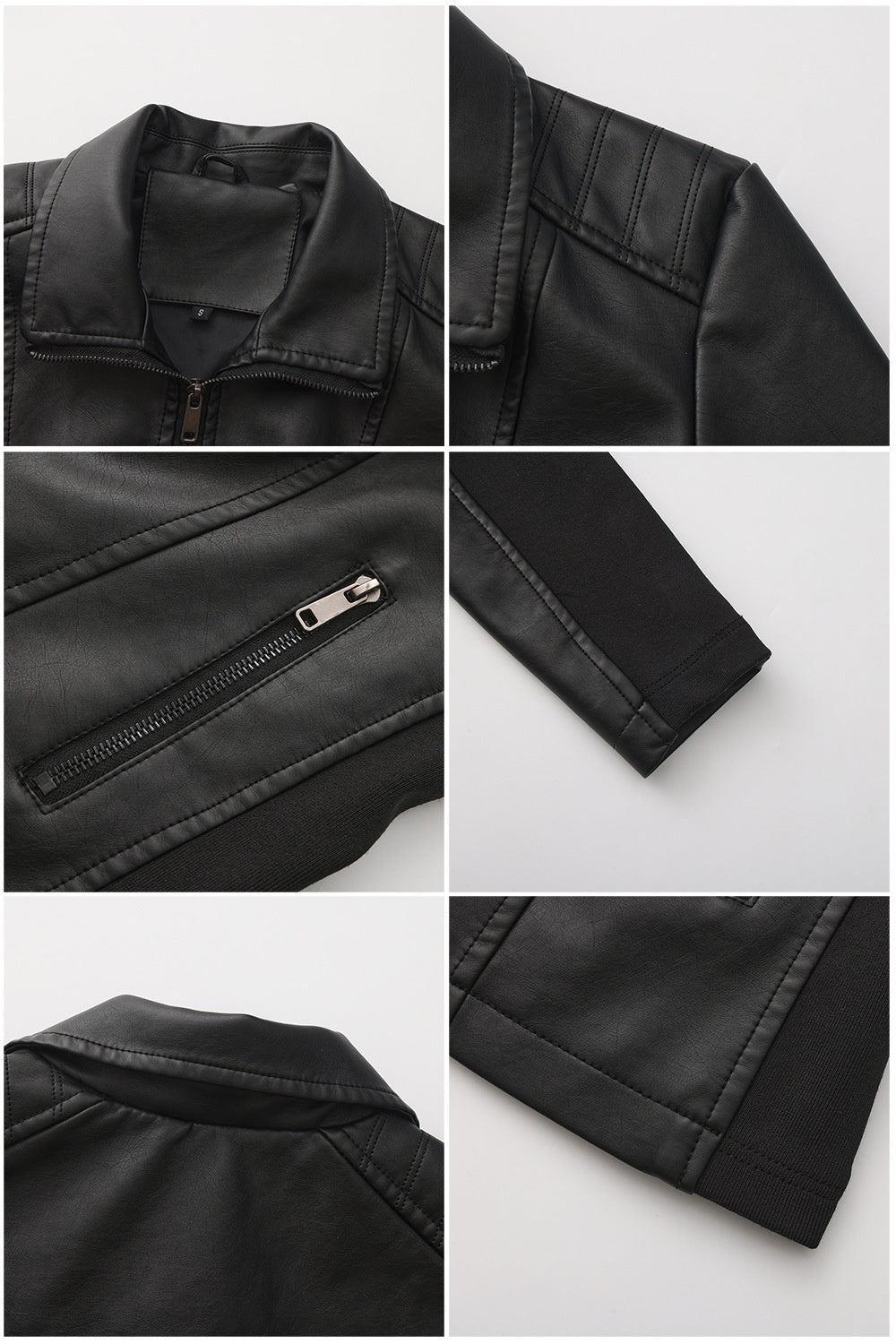 Women's Leather Jacket Knitted Stitching Stretch Coat