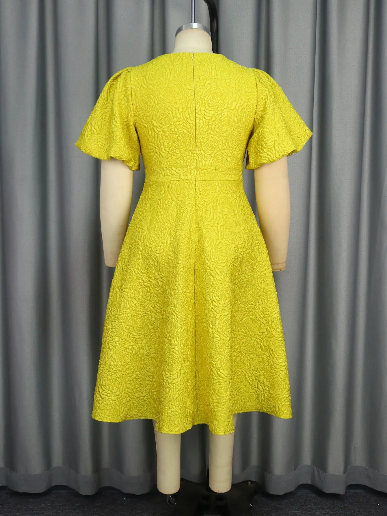 A- Line New Jacquard Fabric Flower Dress