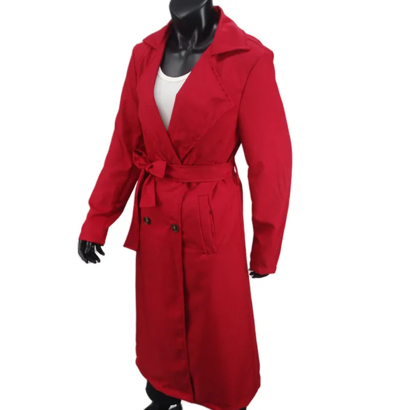 Women's Coat Plus Size Trench Coat Tie-front Top