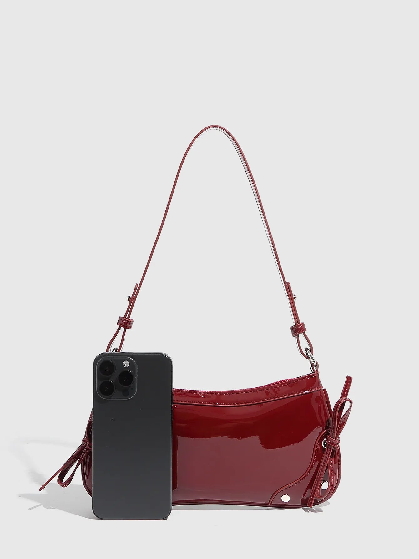 Solid Color Underarm Bag Shoulder Bag Double Bow Small Square Bag