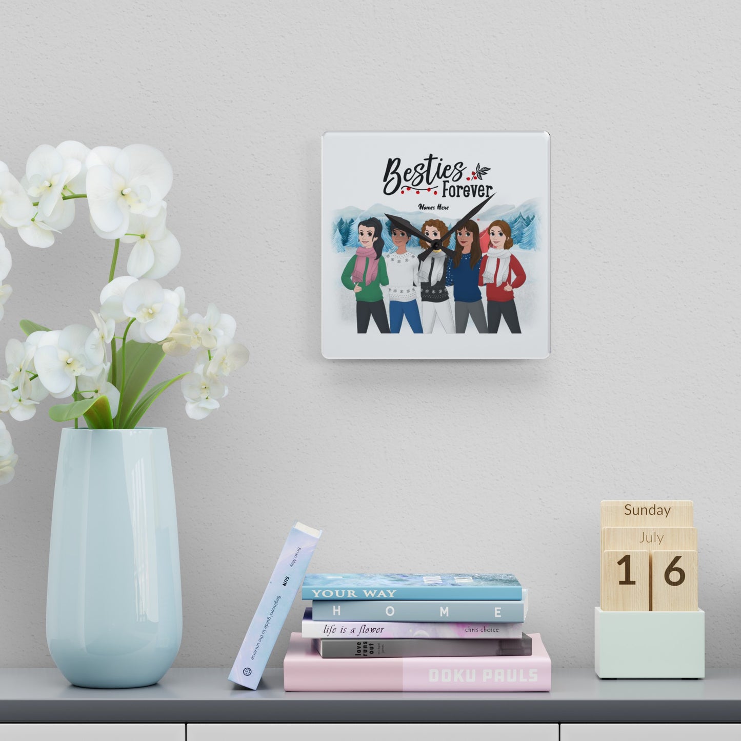 Acrylic Wall Clock - Square Shape - Personalized Gift For Besties