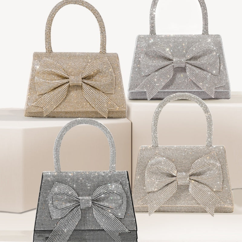 New Light Luxury Full Diamond Bow Handbag