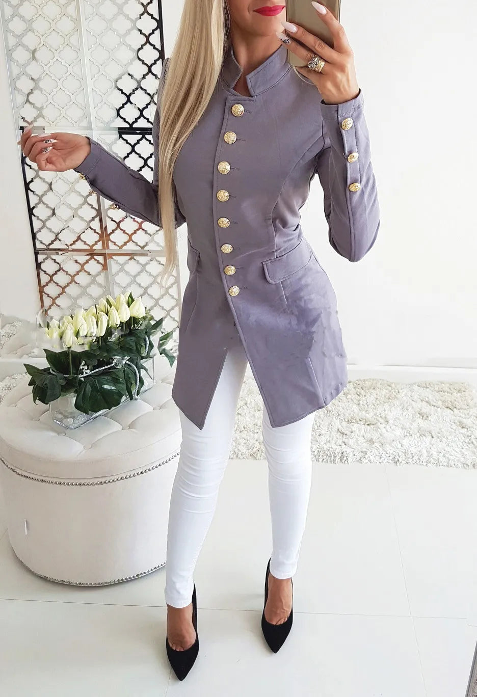 Women's Long-sleeved Breasted Slim Fit Small Business Suit Coat