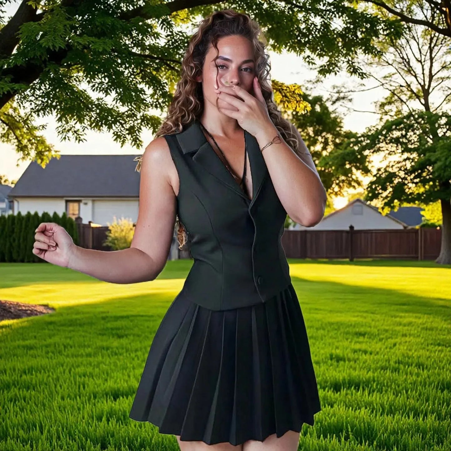 Women's Sleeveless Large Lapel Fashion Casual Set Two-piece Suit