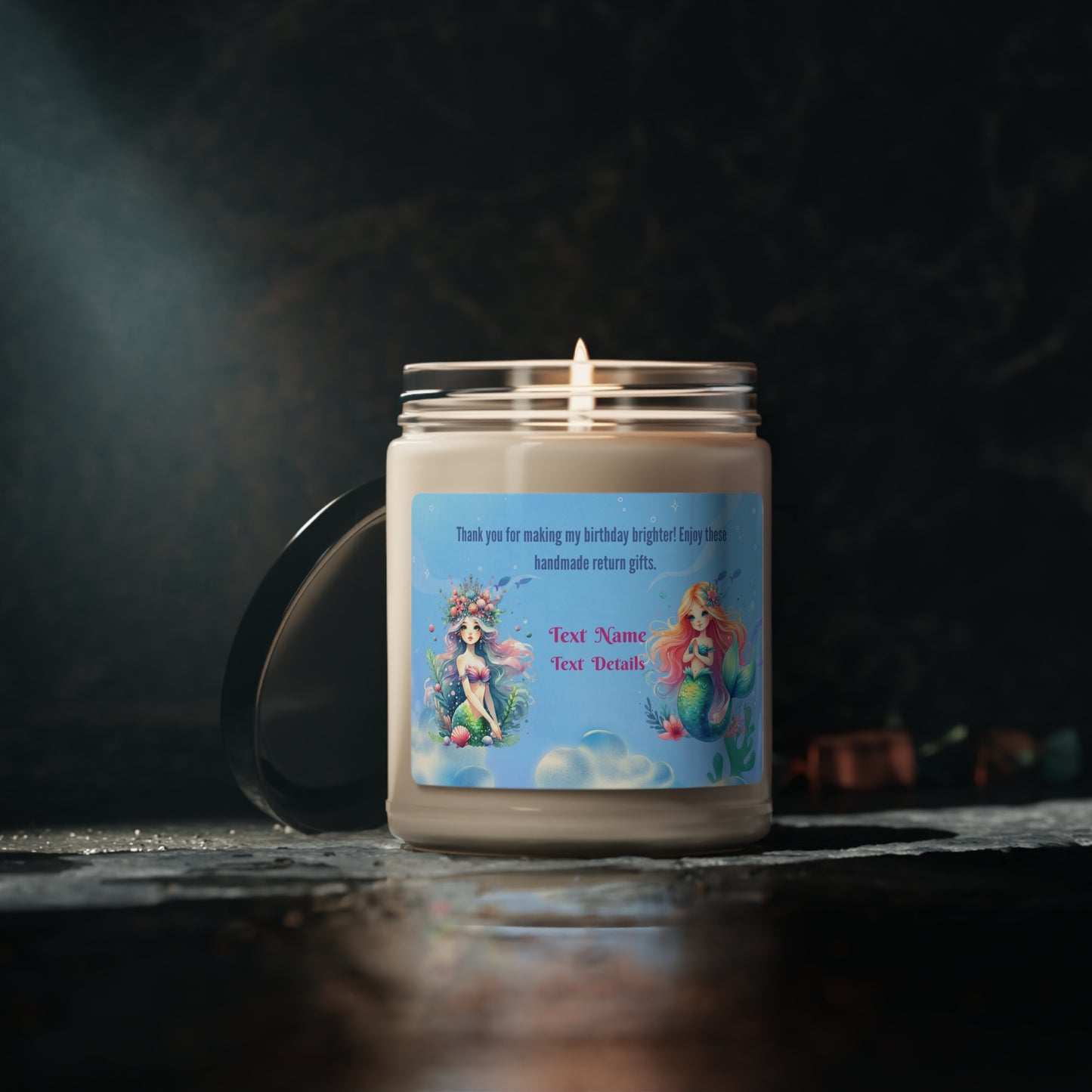 Scented Soy Candle, 9oz- Personalized  Mermaid Princess Gifts For Birthdays