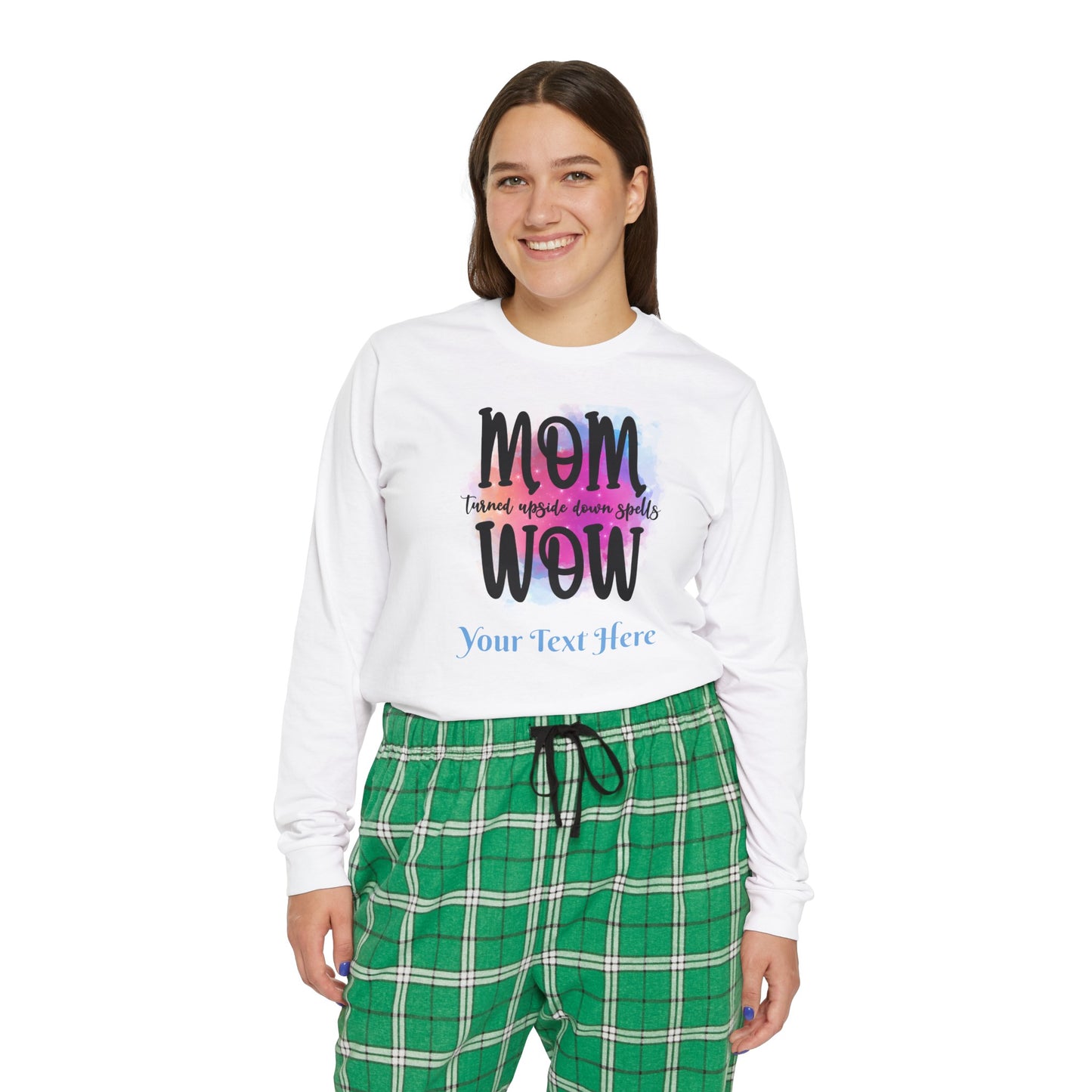 Women's Long Sleeve Pajama Set - Personalize With Colorful MOM Messages