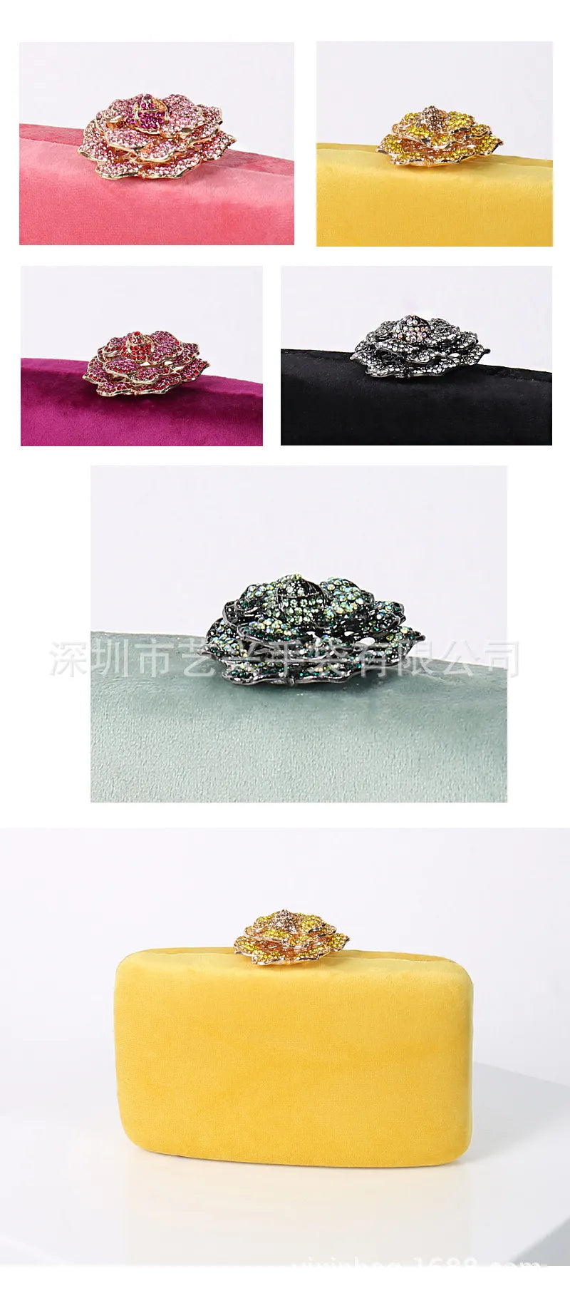 New Diamond Decoration Evening Bag PU Flannel Clutch Bag Chain Satchel Banquet Dress Bag Party Evening Gift Bag Evening Bag
