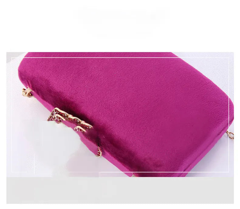 New Diamond Decoration Evening Bag PU Flannel Clutch Bag Chain Satchel Banquet Dress Bag Party Evening Gift Bag Evening Bag