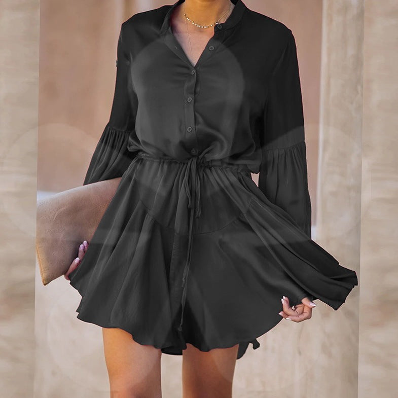 Summer Ladies Shirt Dress Women Dresses Lady Wrap Wear