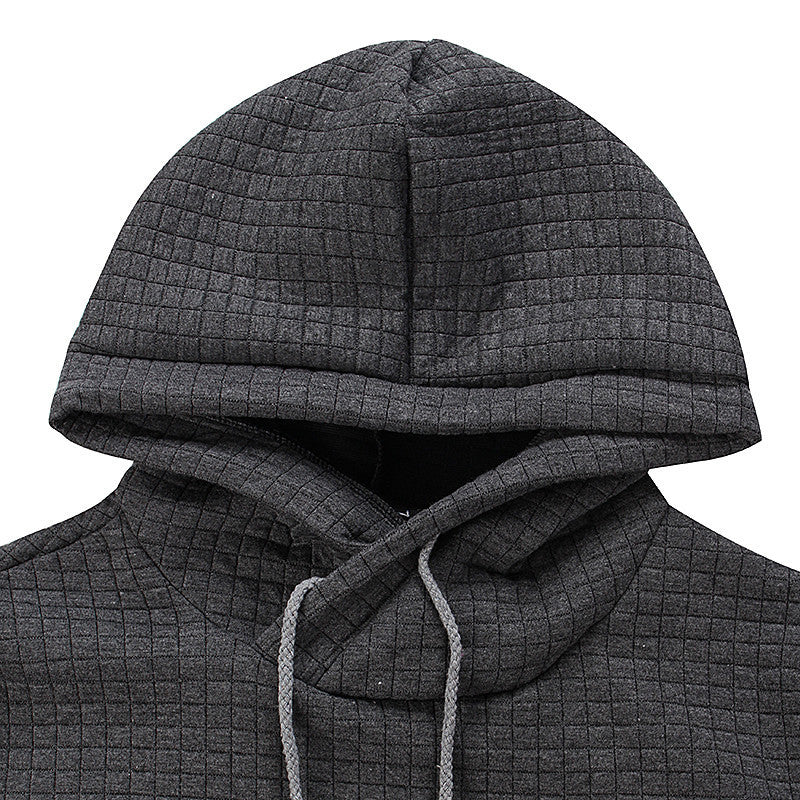 Men's Jacquard Sweater Long-sleeved Hoodie Warm Color Hooded Sweatshirt Jacket