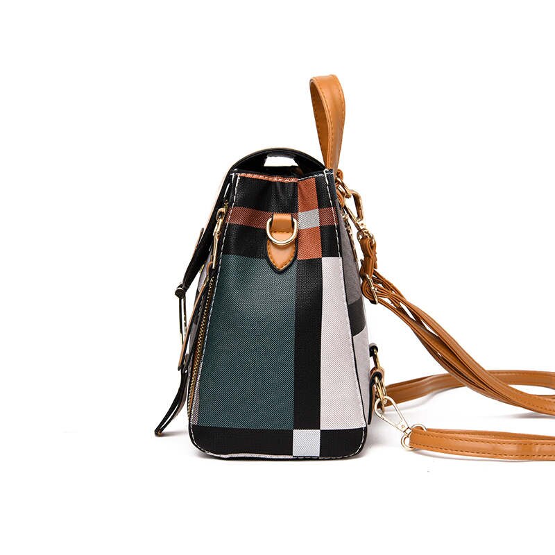 Women Grid Backpacks Female School Bag Girls Travel Bag