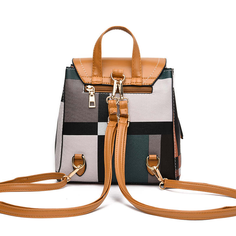 Women Grid Backpacks Female School Bag Girls Travel Bag