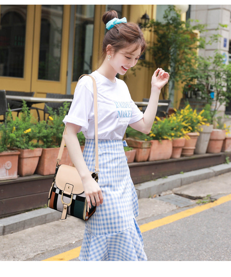 Women Grid Backpacks Female School Bag Girls Travel Bag