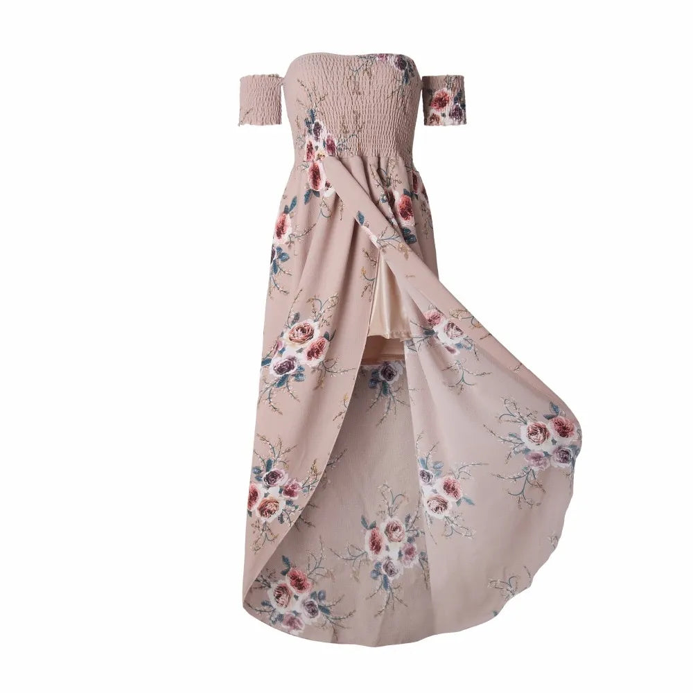 Boho style long dress women Off shoulder beach summer dresses