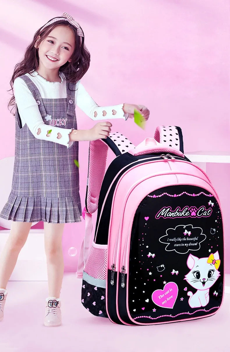 Kids School Cute Cat Print Backpack