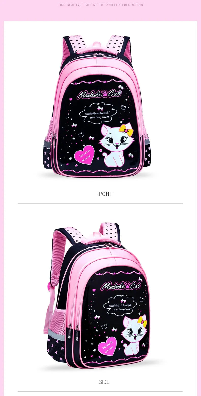 Kids School Cute Cat Print Backpack