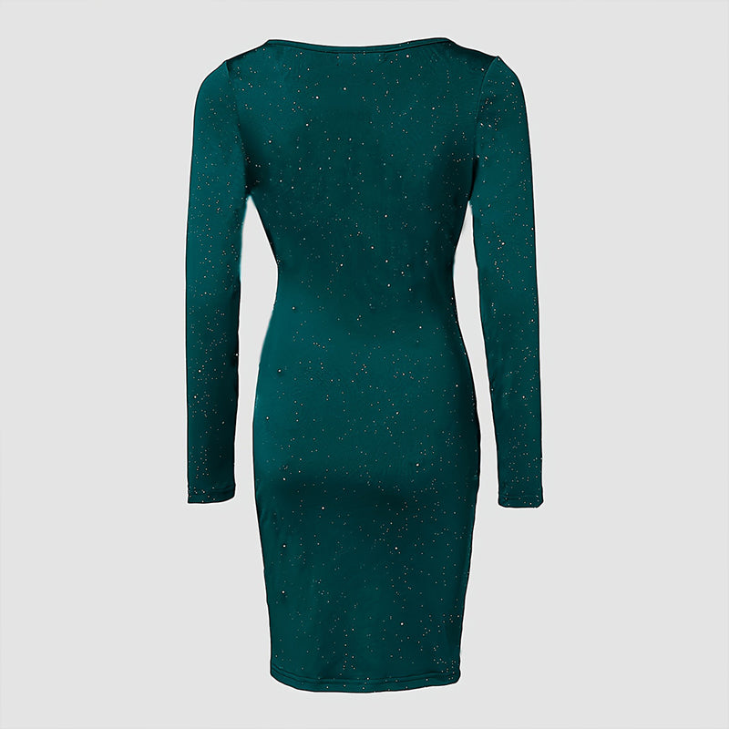 Elegant Women's Solid Color V-Neck Bodycon Dress- Free USA Shipping