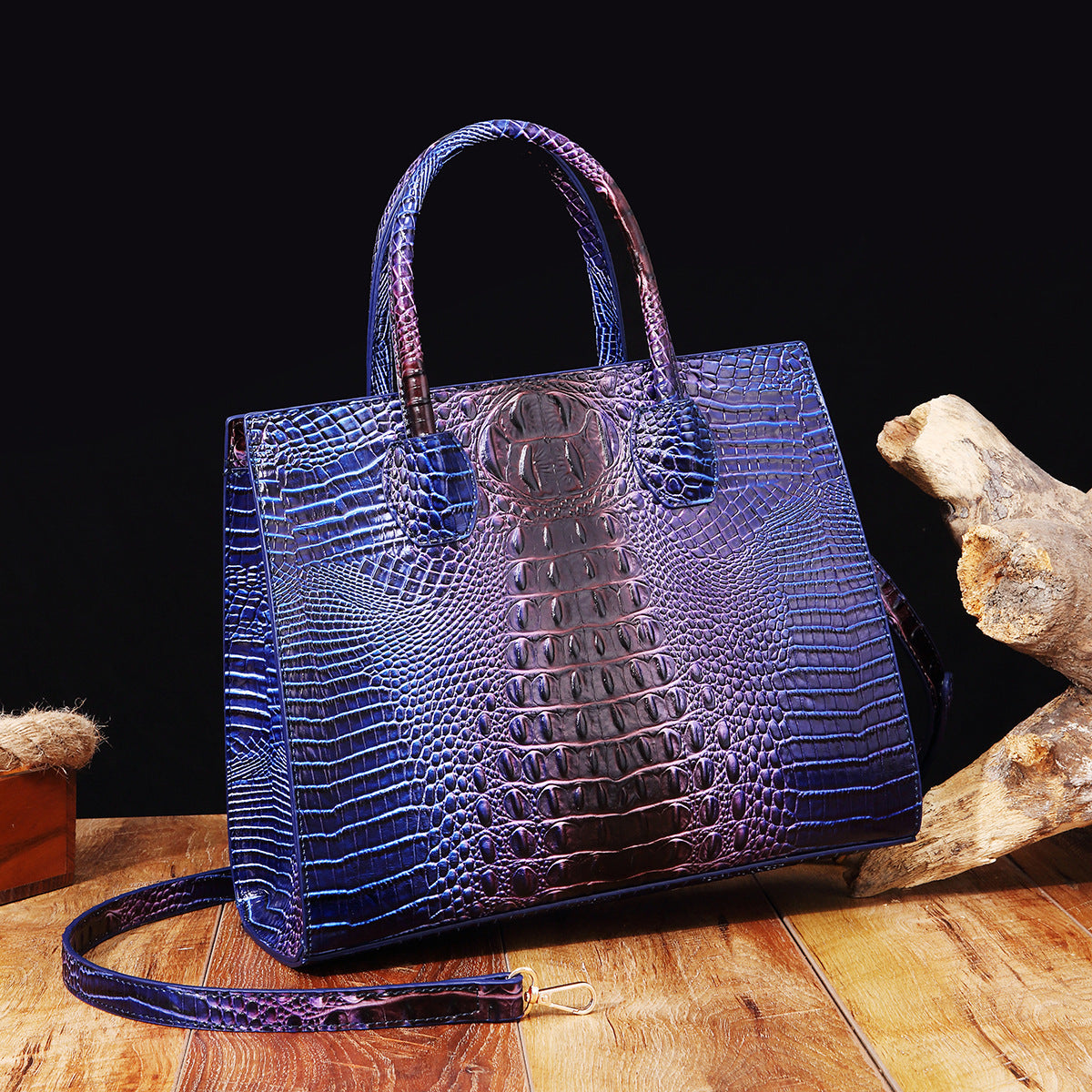 Womens Crossbody Tote Bag  With Vibrant Crocodile-Grain Design