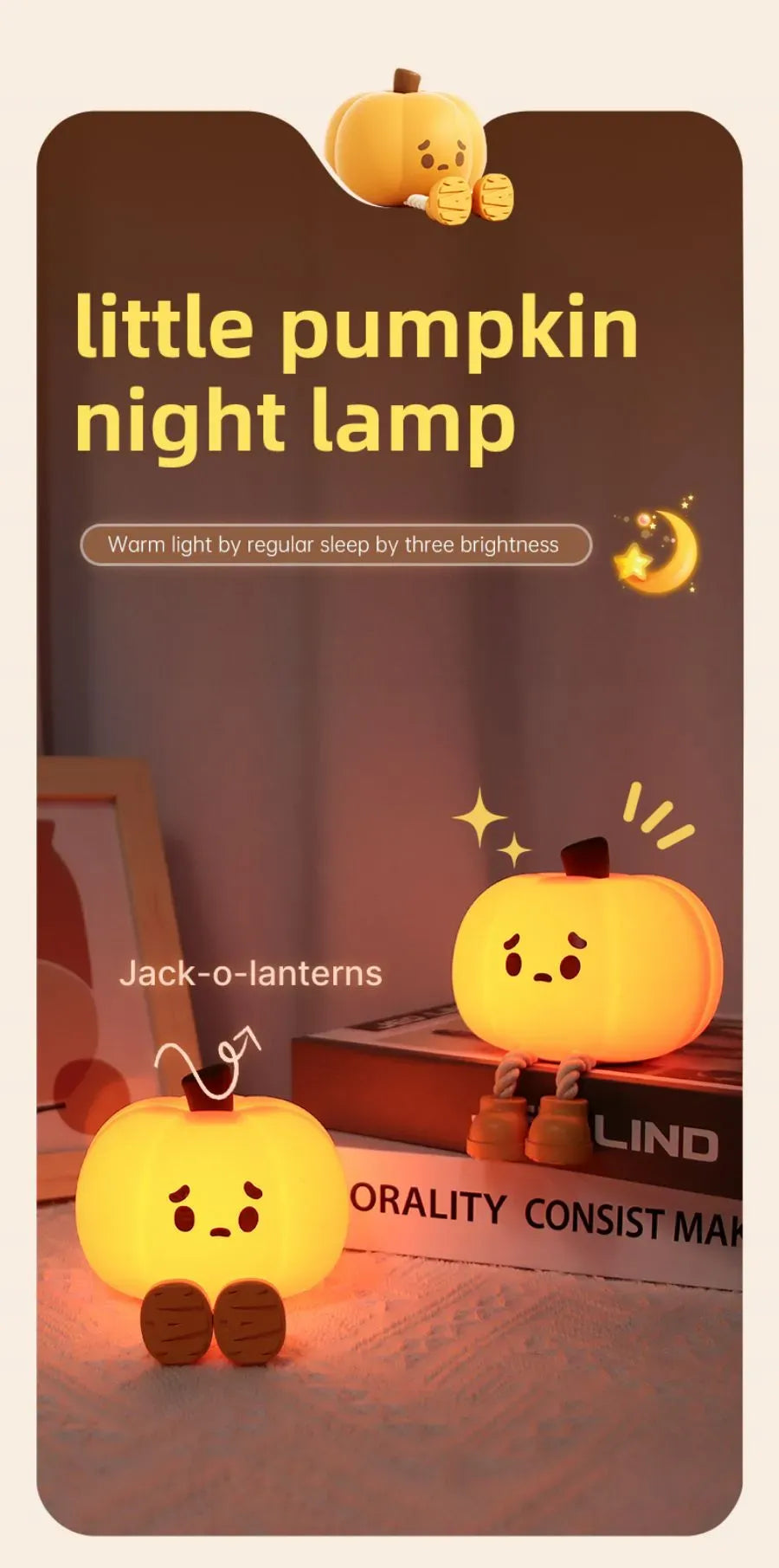 Home Decor Halloween Pumpkin Night Light Cute Soft Silicone Lamp Touch  Dimmable Rechargeable Bedside Decor Light Kids Gifts Halloween Decorations