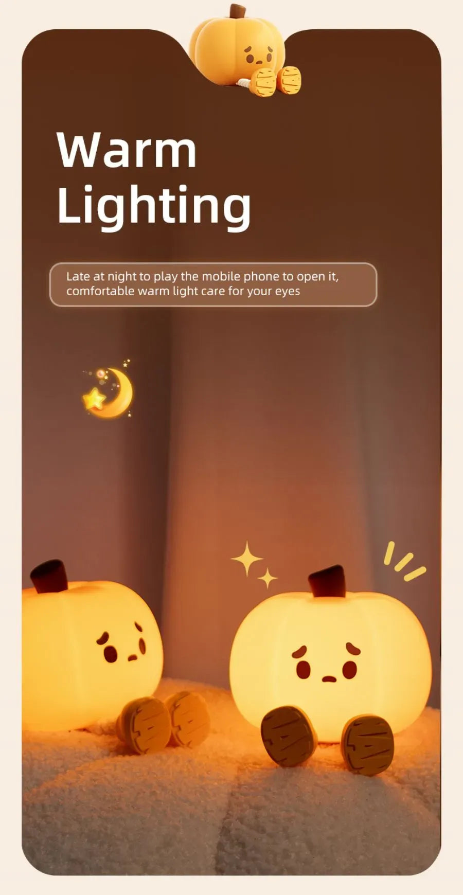 Home Decor Halloween Pumpkin Night Light Cute Soft Silicone Lamp Touch  Dimmable Rechargeable Bedside Decor Light Kids Gifts Halloween Decorations