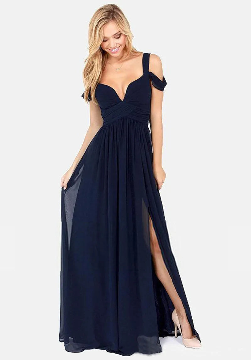 Long Floor Length Elegant Greek Style Pleated Dress