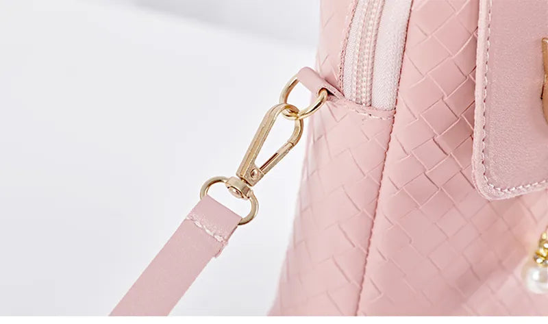 Mobile Phone Bags Women Woven Pearl Tassel Cover Type Crossbody Shoulder Bag