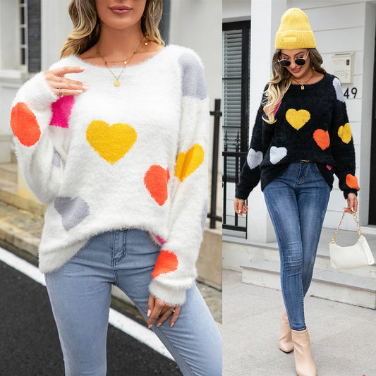 Round Neck Bottoming Shirt Mink Love Sweater