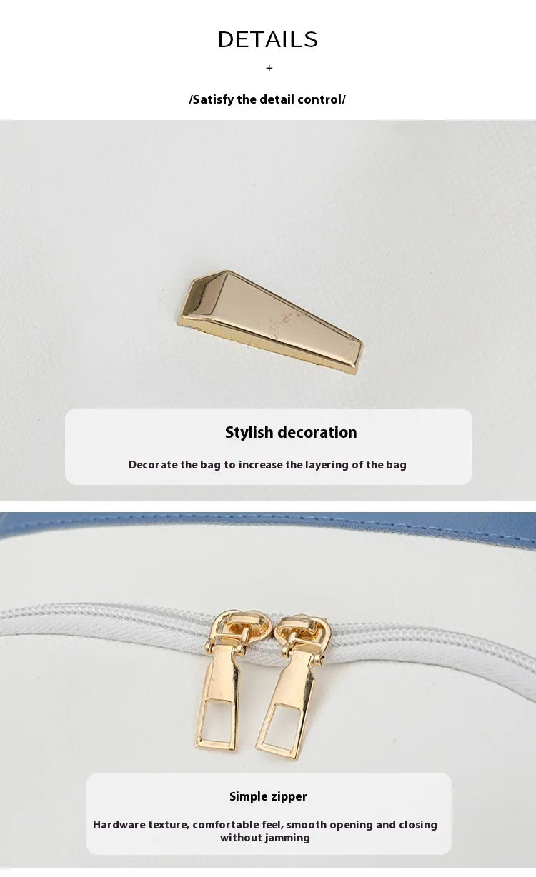 Oxford Cloth Stitching Women'S Backpack Anti-Theft Back Zipper Girls Schoolbag Casual Travel Double Shoulder Backpack