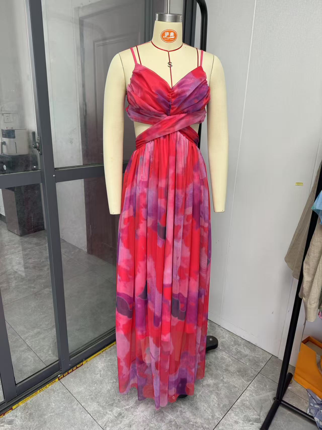 Mesh Printing Slip Dress Holiday Leisure Party