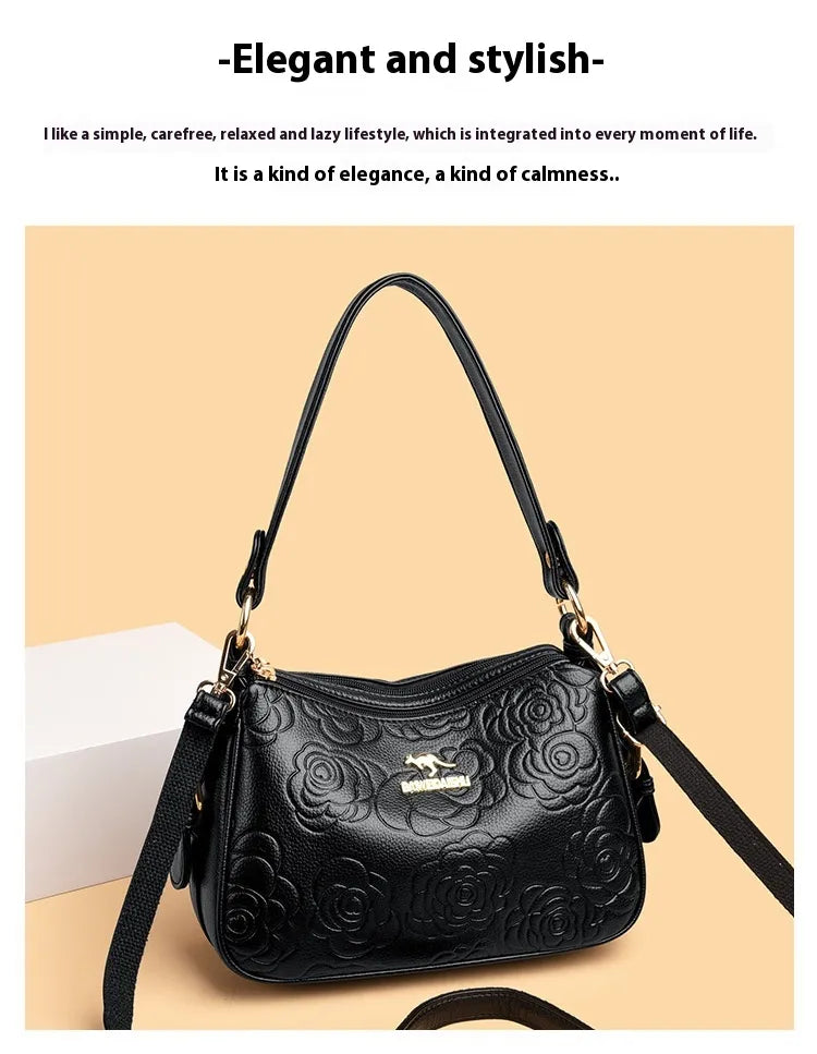 Soft Leather Textured Ethnic Style Simple Versatile Large Capacity Shoulder Messenger Bag