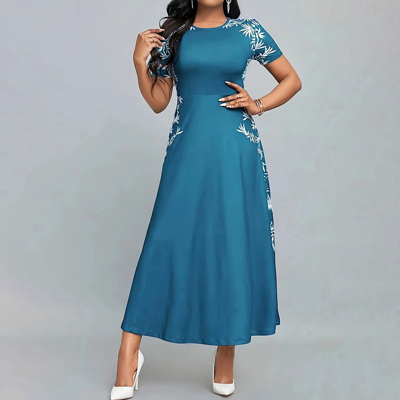 Women's Elegant Short Sleeve Maxi Dresses Casual Empire Waist Long Dress-FREE USA SHIPPING