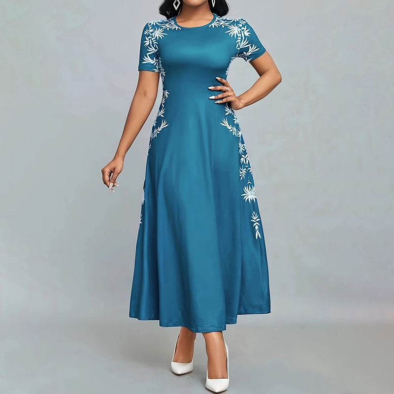 Women's Elegant Short Sleeve Maxi Dresses Casual Empire Waist Long Dress-FREE USA SHIPPING