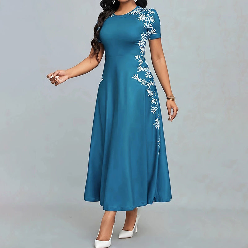 Women's Elegant Short Sleeve Maxi Dresses Casual Empire Waist Long Dress-FREE USA SHIPPING