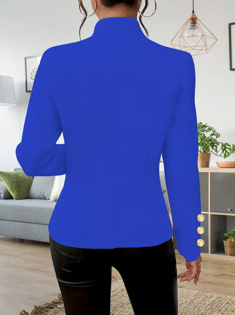 Elegant Fashion Casual Double Buckle Solid Color Long Sleeve Suit