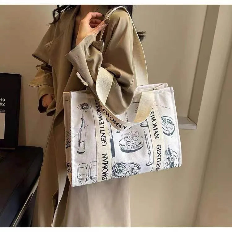 Large Capacity Canvas Women's Travel Tote Portable Shopping Bag