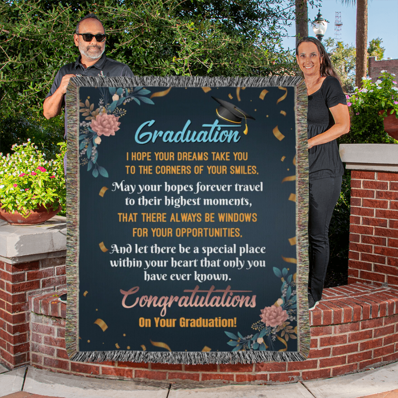 Heirloom Woven Blanket (Portrait)- Custom With Graduation Designs