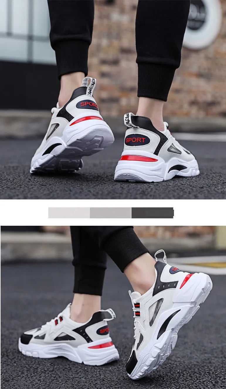 White Sneakers Men Non Slip Walking Running Shoes Sports