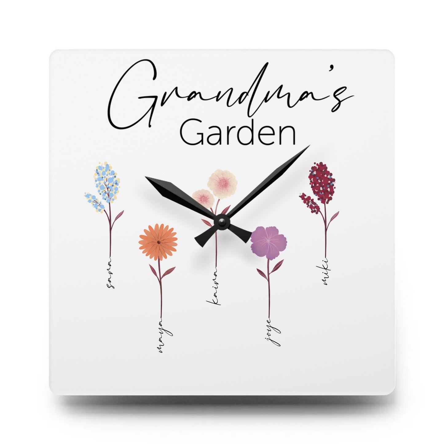 Acrylic Wall Clock - Personalize Gift For Grandma With Grandkids Names