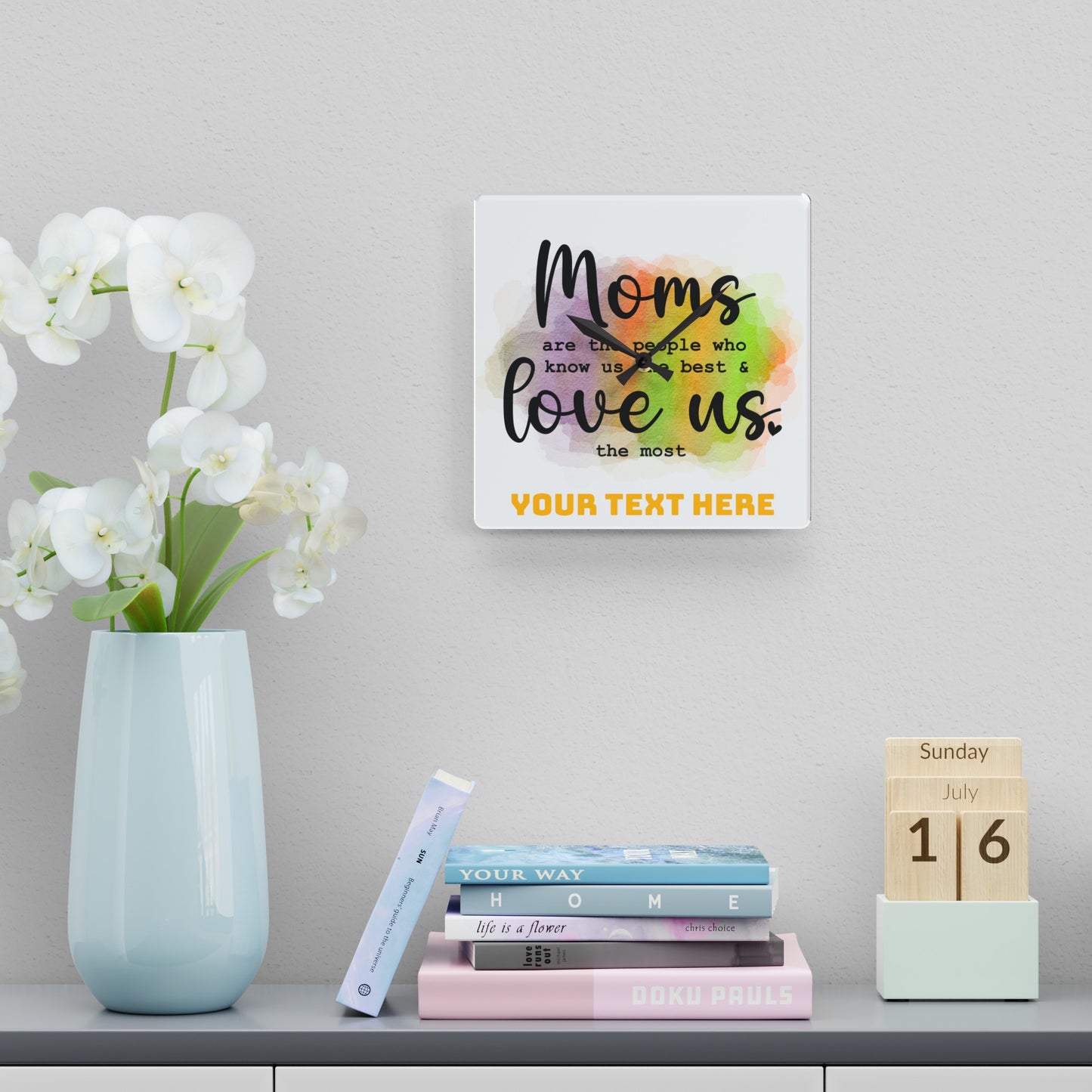 Acrylic Wall Clock- Personalize Gift With Mother's Day Messages