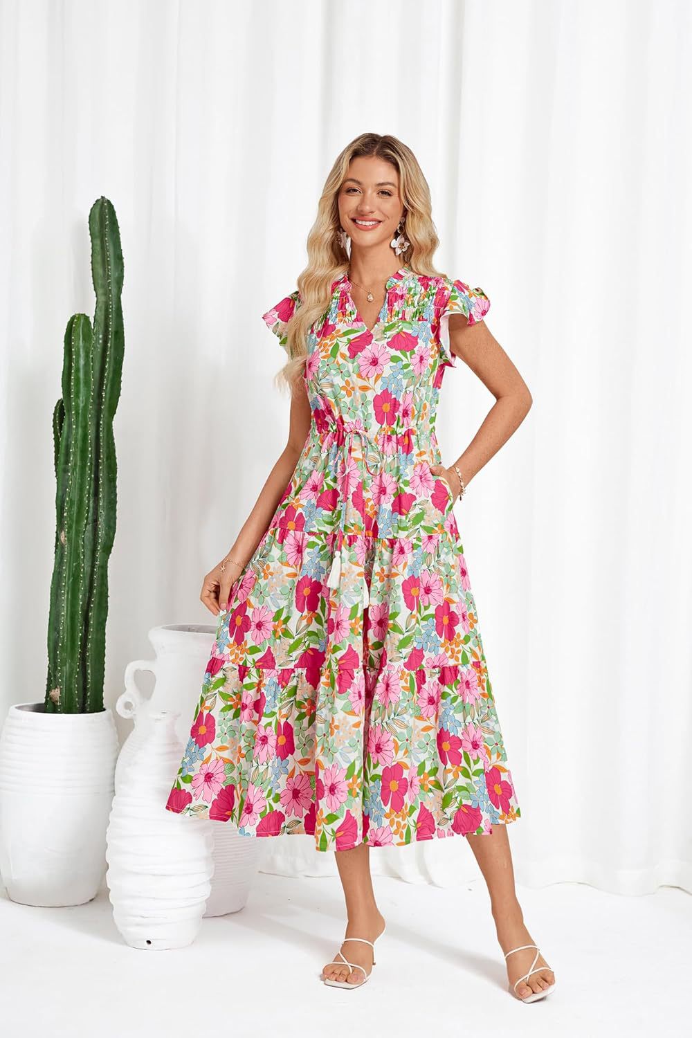 European And American Short Sleeve Tassel Bohemian Vacation Beach Dress