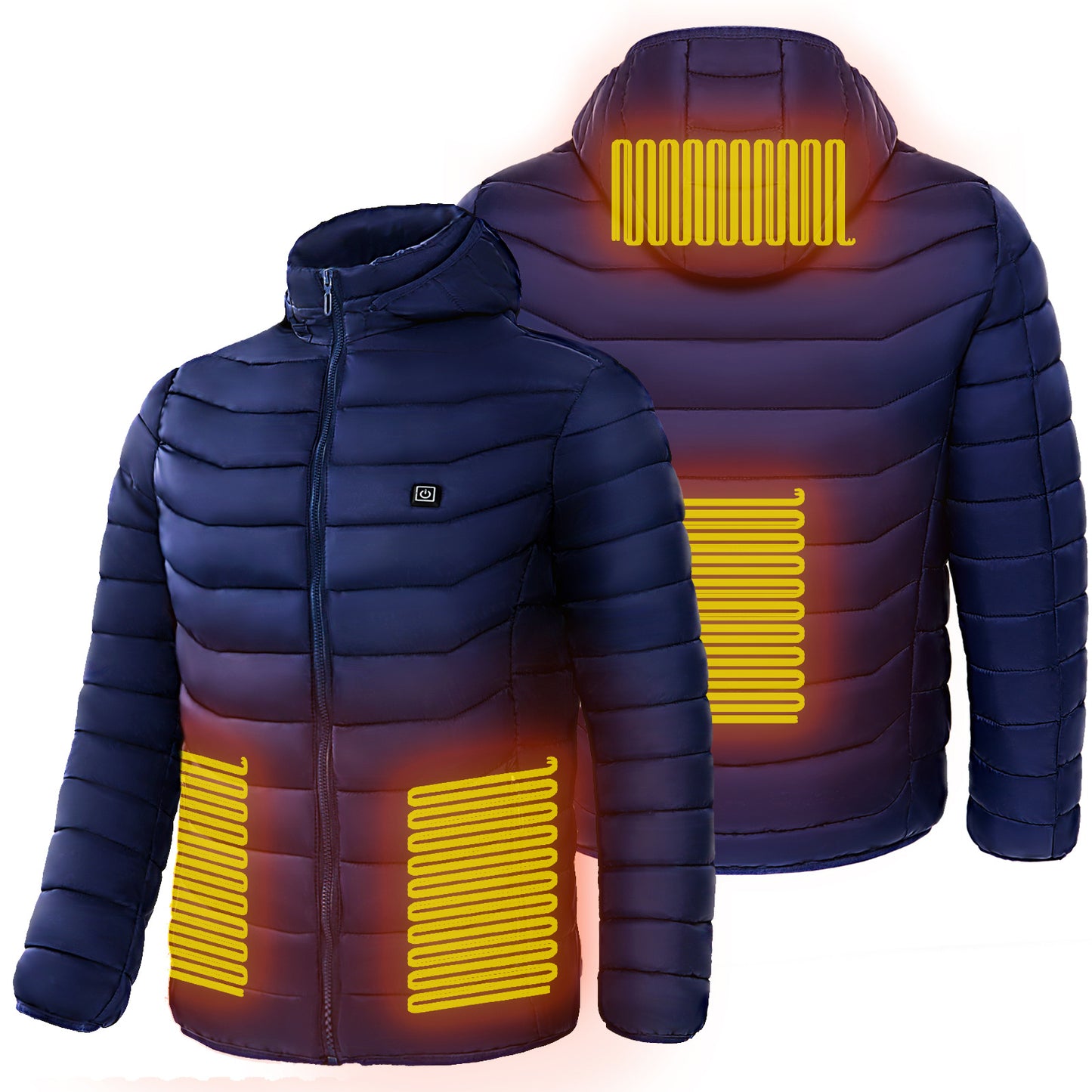 Men Heated Puffer Jacket Electric Heating Coat Insulated Hood Windbreaker