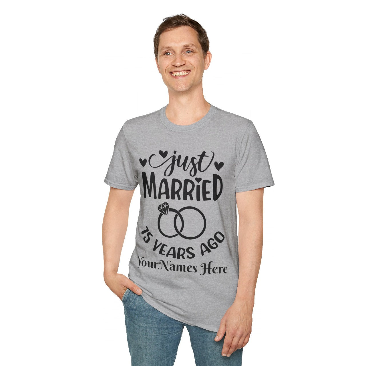 Unisex Softstyle T-Shirt - Personalized With Just Married Anniversary Gift