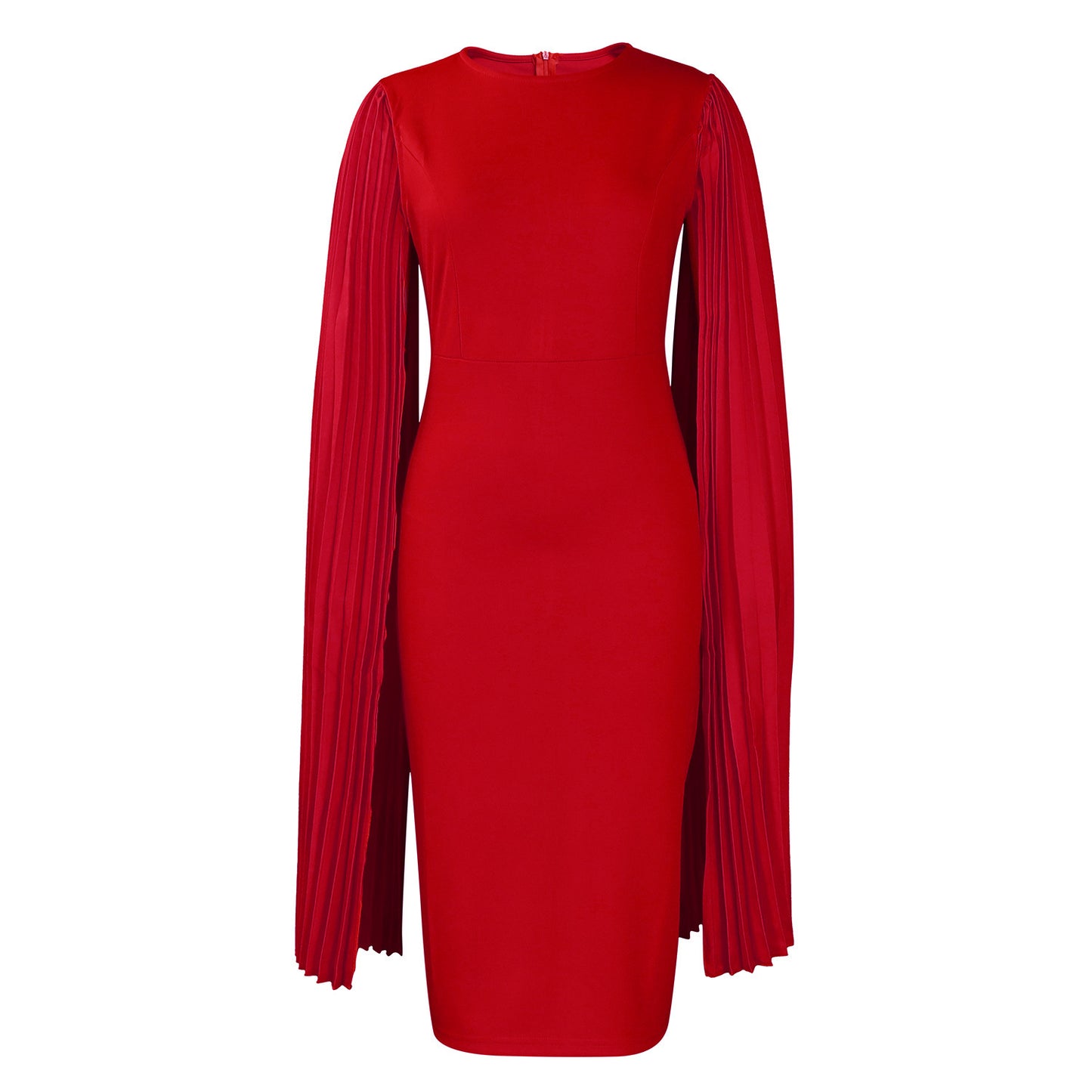 Round Neck Pleated Shawl Banquet Party Evening Gown