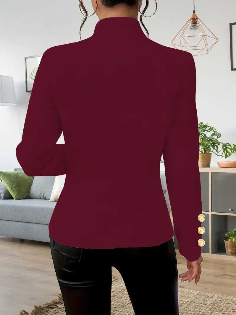 Elegant Fashion Casual Double Buckle Solid Color Long Sleeve Suit