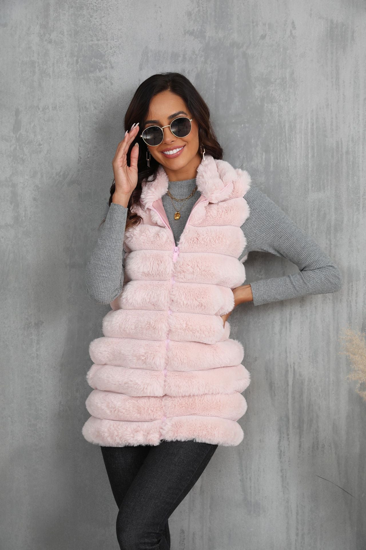 Mid-length Autumn And Winter New Faux Fur Vest For Women