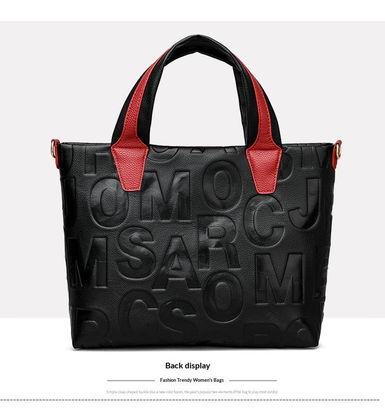Trendy Tote Handbag Chic Letter Embossing Womens