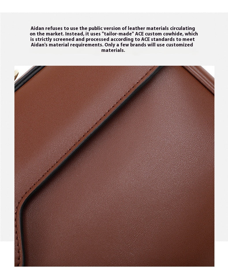 Women's Solid Color Fashion Large Capacity Cowhide Messenger Bag