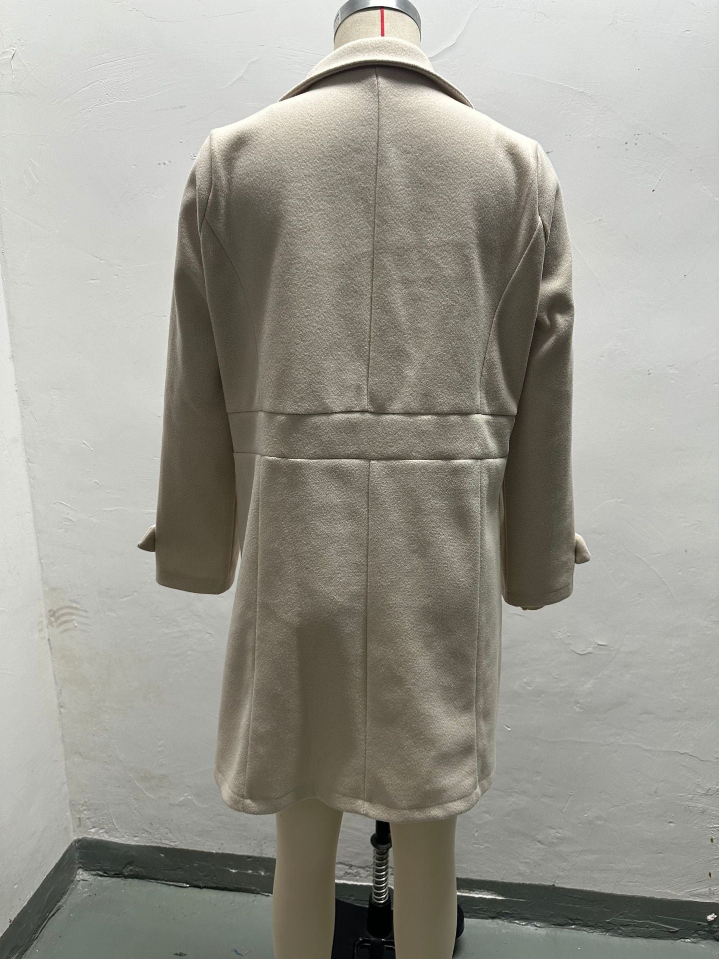 Mid-length Elegant Lapel Button Temperament Slim-fit Woolen Coat