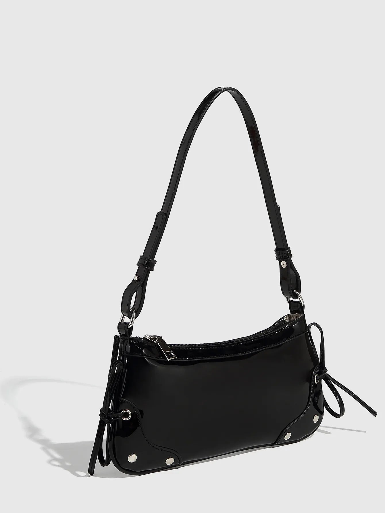 Solid Color Underarm Bag Shoulder Bag Double Bow Small Square Bag