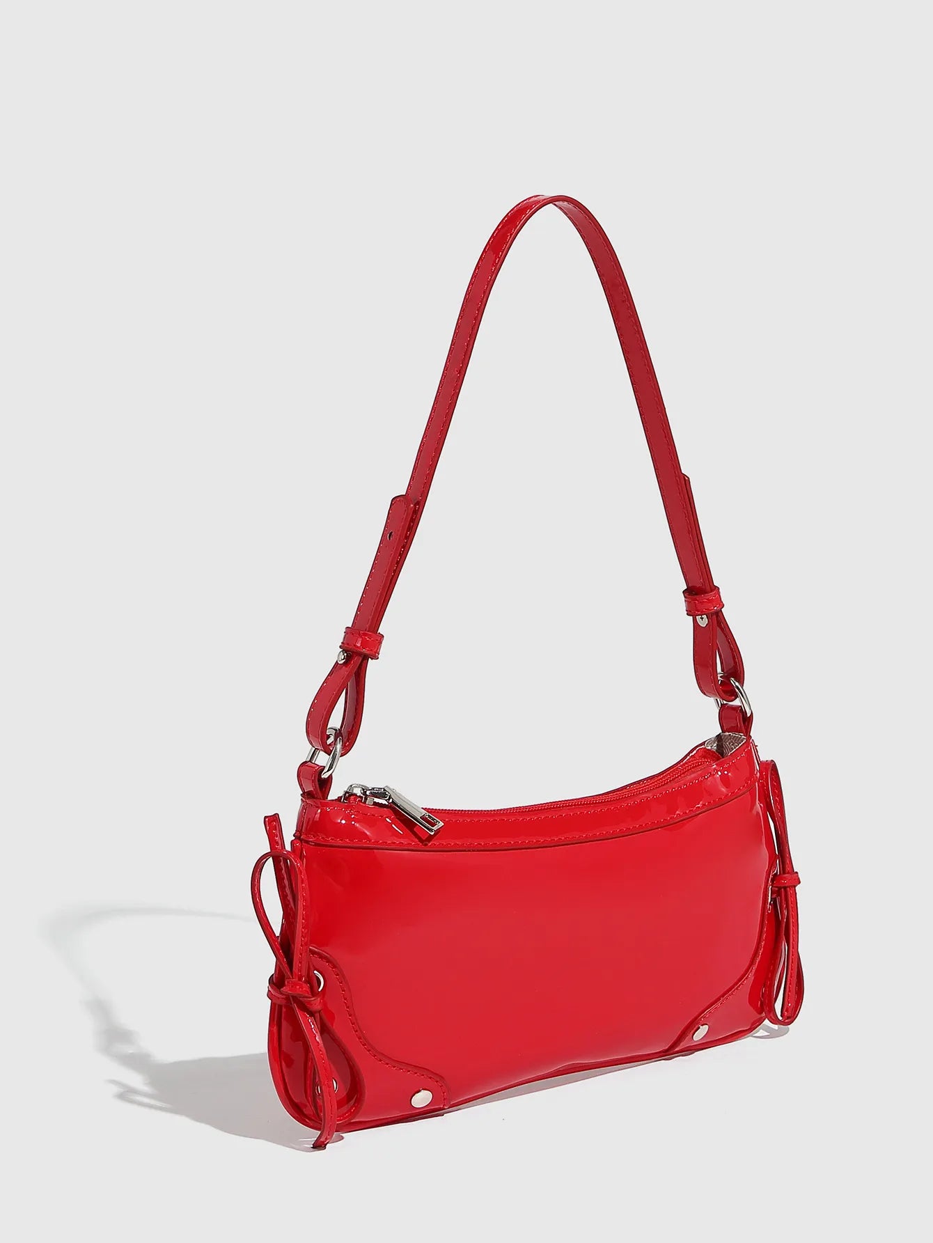 Solid Color Underarm Bag Shoulder Bag Double Bow Small Square Bag